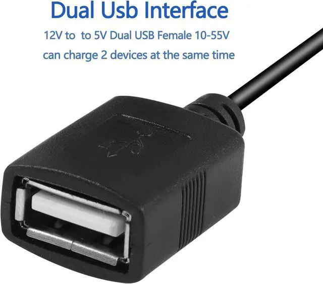 Alt view image 2 of 7 - 12V to 5V USB Converter DC Buck Module 12V 36V 48V Step-Down Convert to 5V Dual USB Female 10-55V to 5V 3A 15W Adapter DC to DC Regulator Car Power Converter