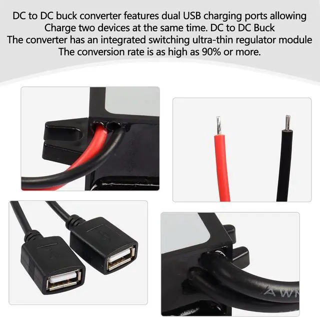 Alt view image 3 of 7 - 12V to 5V USB Converter DC 12V to Dual 5V 3A USB Buck Converter Module Step Down Converter Reduced Voltage Regulator Module Car Power Adapter