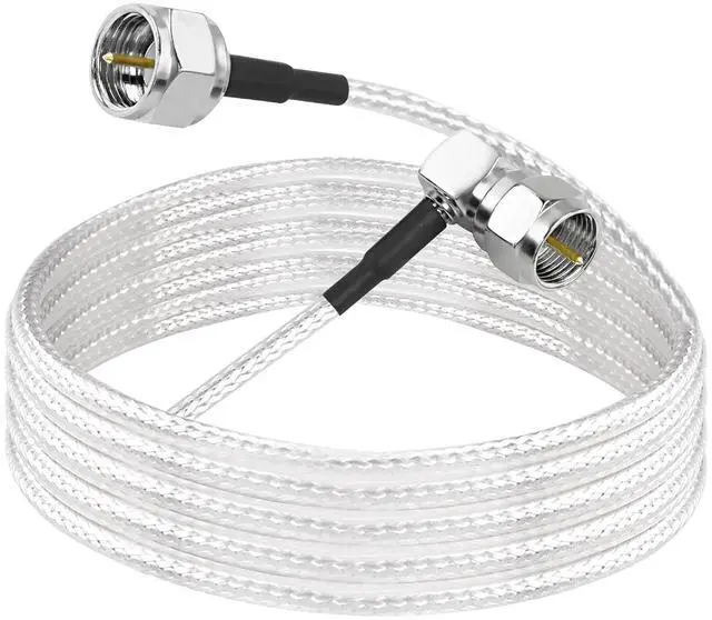 Main image of F Type Coaxial Right Angle Connector Cable,90° Angled to Straight F Type Male RG316 Digital RF Coax Cable Cord for HDTV, CATV, Modem, Satellite Receivers (6.6FT)