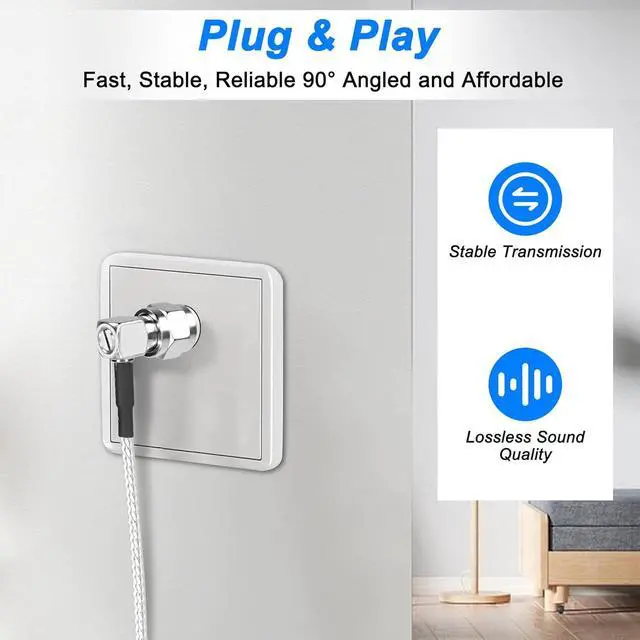 Alt view image 6 of 7 - F Type Coaxial Right Angle Connector Cable,90° Angled to Straight F Type Male RG316 Digital RF Coax Cable Cord for HDTV, CATV, Modem, Satellite Receivers (6.6FT)