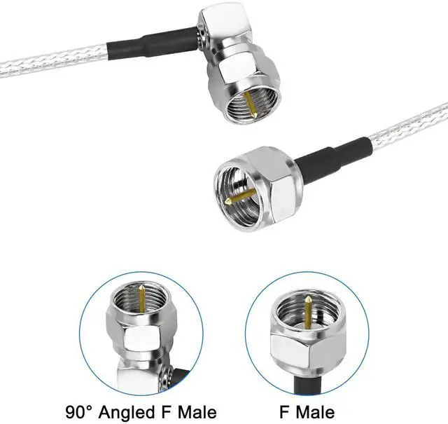 Alt view image 4 of 7 - F Type Coaxial Right Angle Connector Cable,90° Angled to Straight F Type Male RG316 Digital RF Coax Cable Cord for HDTV, CATV, Modem, Satellite Receivers (6.6FT)