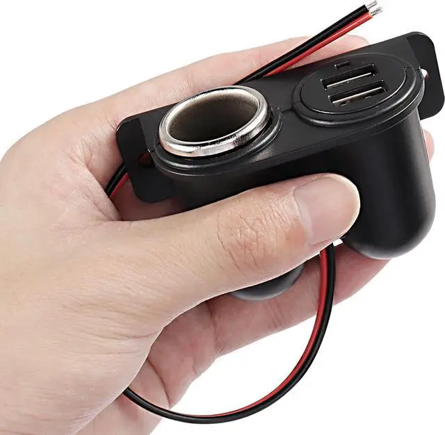 Alt view image 2 of 6 - Dual USB Cigarette Lighter Socket Power Outlet Car Charger, 3.1A Dual USB + Cigarette Lighter 12/24V Power Adapter Replacement for Vehicle Truck SUV Motorcycle Boat