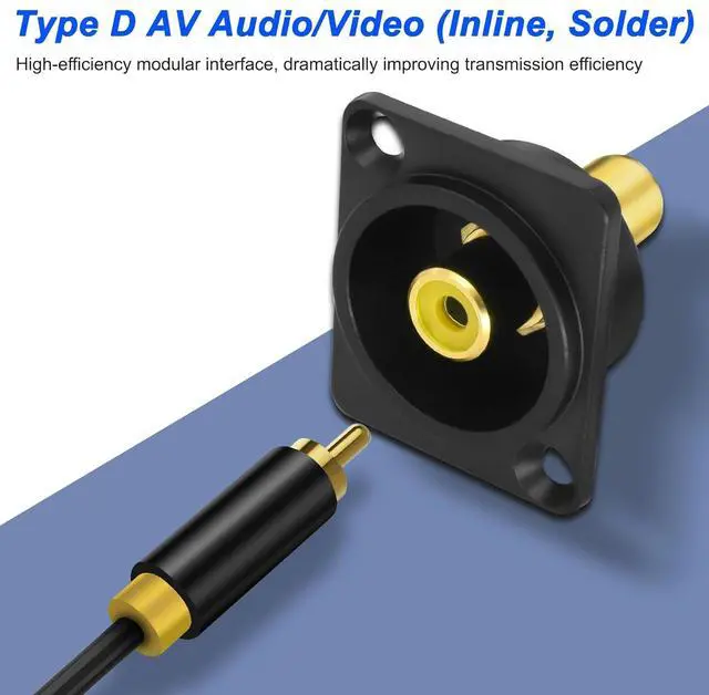 Alt view image 5 of 7 - D-Type RCA Panel Mount Adapter Terminal 3 Color RCA Female to Female AV Chassis Socket Connector for TV Audio Video Speaker Amplifier (3PCS)