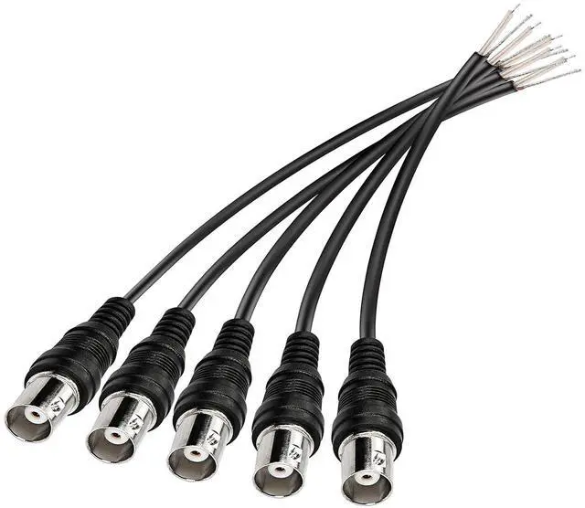 Main image of BNC Pigtail Cable Bare Wire, Female Coaxial Connector Extension Plug with Open End Wire for CCTV Camera Terminal Adapter (5pcs)