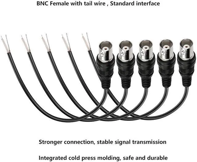 Alt view image 4 of 7 - BNC Pigtail Cable Bare Wire, Female Coaxial Connector Extension Plug with Open End Wire for CCTV Camera Terminal Adapter (5pcs)