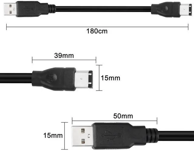 Alt view image 6 of 7 - Firewire 1394 6 Pin to USB Adapter Cable, Firewire IEEE 1394 6 Pin Male to USB 2.0 Type A Male Data Transfer Converter for Printer Scanner Hard Disk,Not Support Disk Drive/Sound Card-1.8M
