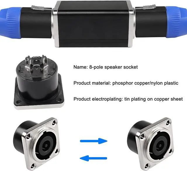 Alt view image 3 of 7 - NL8MPR Speakon Panel Mount Socket Connector 8 Pole Female Audio Speakon Square Jack D-Type Silver-Plated Twist Lock Adapter for NL8FC, NL8FX, NLT8X, NL8FC, NL8FX (2PCS)