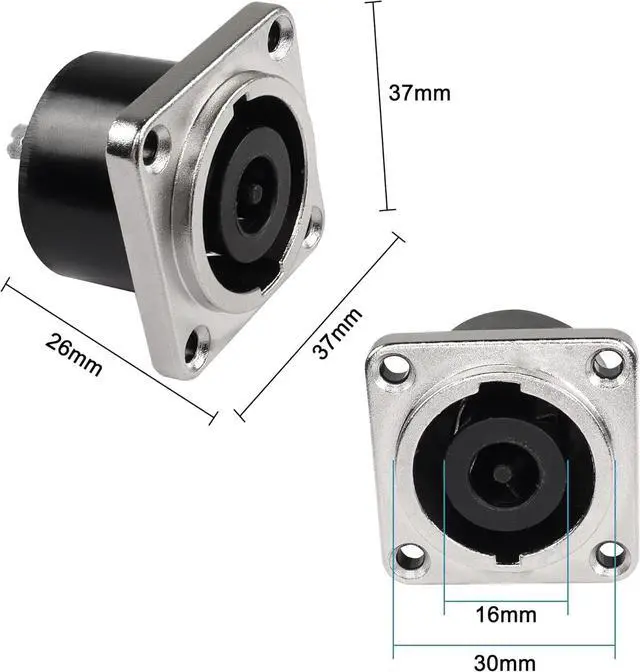 Alt view image 6 of 7 - NL8MPR Speakon Panel Mount Socket Connector 8 Pole Female Audio Speakon Square Jack D-Type Silver-Plated Twist Lock Adapter for NL8FC, NL8FX, NLT8X, NL8FC, NL8FX (2PCS)