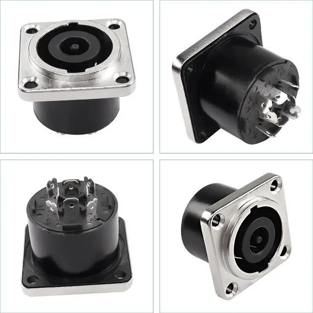 Alt view image 7 of 7 - NL8MPR Speakon Panel Mount Socket Connector 8 Pole Female Audio Speakon Square Jack D-Type Silver-Plated Twist Lock Adapter for NL8FC, NL8FX, NLT8X, NL8FC, NL8FX (2PCS)