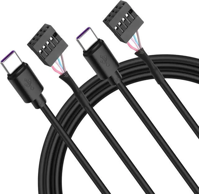 Main image of USB 2.0 9Pin 10Pin Header to USB C Adapter Cable,IDC 10Pin Motherboard Serial Female to USB 3.1 Type C Male 24AWG Extender Converter Cable -50CM (2PCS)