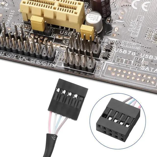 Alt view image 2 of 7 - USB 2.0 9Pin 10Pin Header to USB C Adapter Cable,IDC 10Pin Motherboard Serial Female to USB 3.1 Type C Male 24AWG Extender Converter Cable -50CM (2PCS)