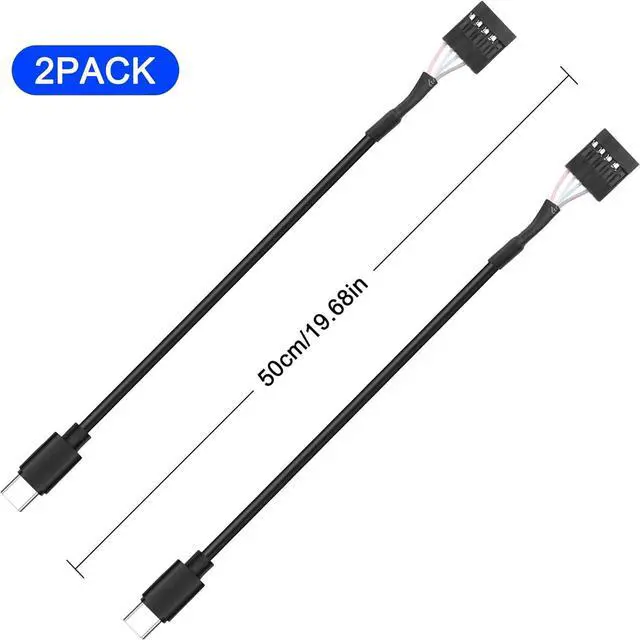Alt view image 6 of 7 - USB 2.0 9Pin 10Pin Header to USB C Adapter Cable,IDC 10Pin Motherboard Serial Female to USB 3.1 Type C Male 24AWG Extender Converter Cable -50CM (2PCS)