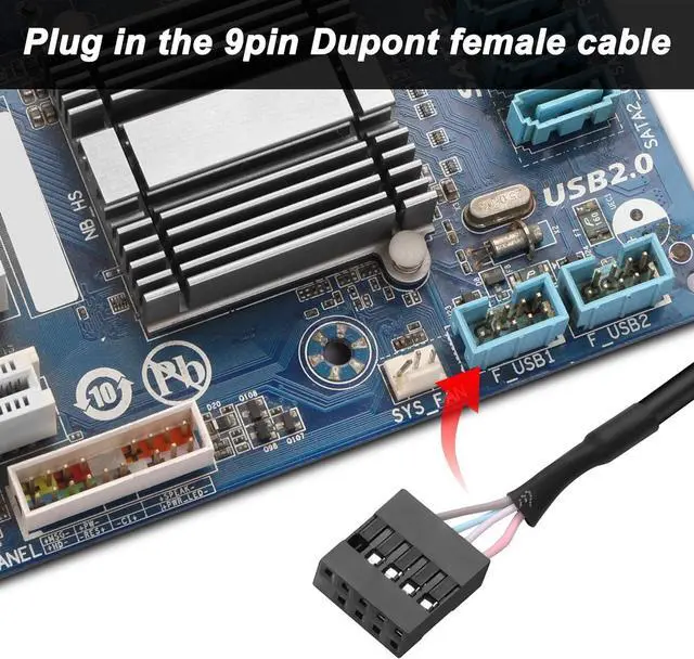Alt view image 7 of 7 - USB 2.0 9Pin 10Pin Header to USB C Adapter Cable,IDC 10Pin Motherboard Serial Female to USB 3.1 Type C Male 24AWG Extender Converter Cable -50CM (2PCS)