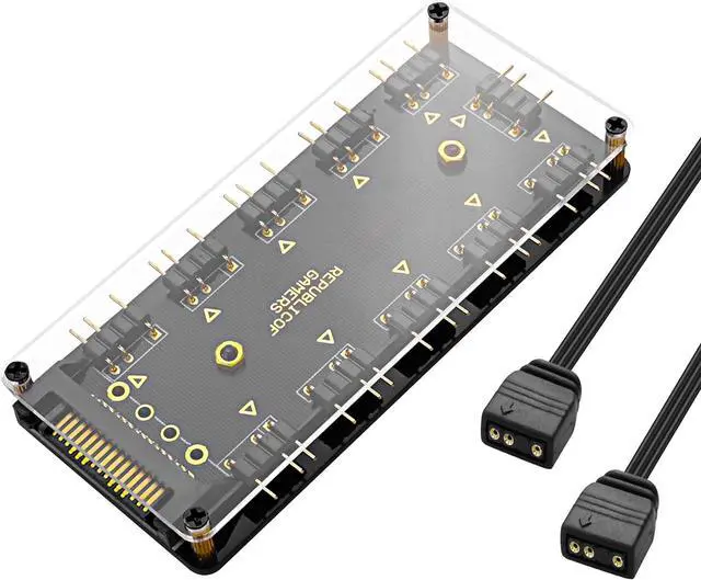 Main image of 5V 3PIN ARGB Splitter HUB,1 to 10 Way LED Fan HUB Controller with 50CM Extension Cord/SATA Power Extension Cable Adapter for PC ARGB Fan Cooler