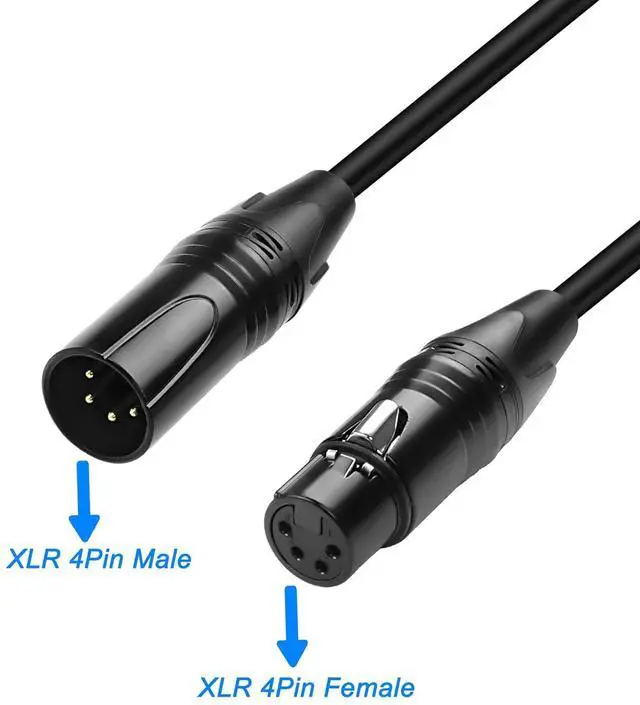 Alt view image 2 of 7 - XLR 4 Pin Male to Female Power Supply Cable - Balanced Extension Patch for DSLR Camera Monitor - Black, 1.8M