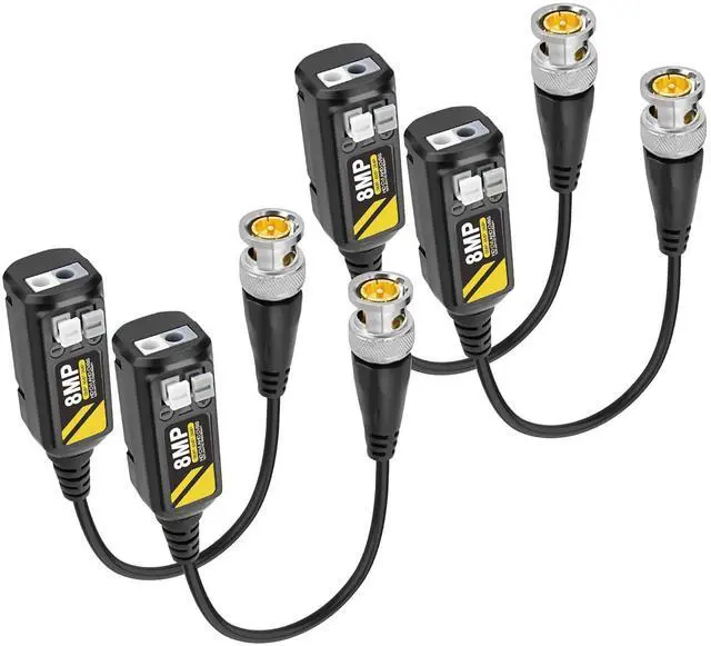 Main image of 8MP Passive HD BNC Video Balun Connectors Passive AHD/TVI/CVI/CVBS Transceiver Transmitter for 720P/960P/1080P/3MP/4MP/5MP/8MP CCTV Security Cameras - 2 Pairs