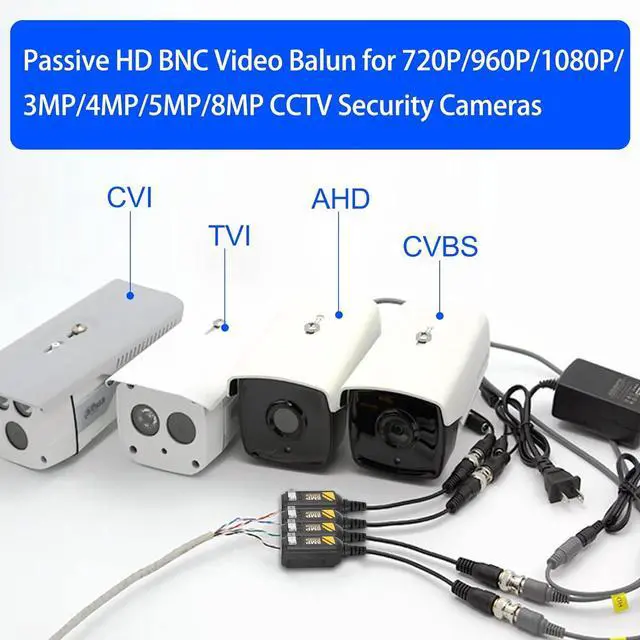 Alt view image 5 of 7 - 8MP Passive HD BNC Video Balun Connectors Passive AHD/TVI/CVI/CVBS Transceiver Transmitter for 720P/960P/1080P/3MP/4MP/5MP/8MP CCTV Security Cameras - 2 Pairs