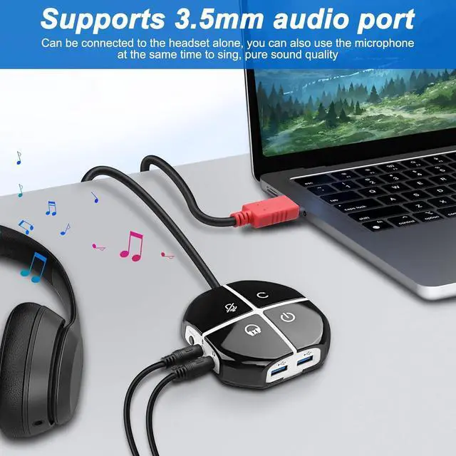 Alt view image 5 of 7 - Desktop Computer Power Switch Button, External PC Computer Case Switch with 3 USB Ports, Power On/Reset, Audio Microphone Port, Type C Power Supply Port for Home, Office Internet - 110CM