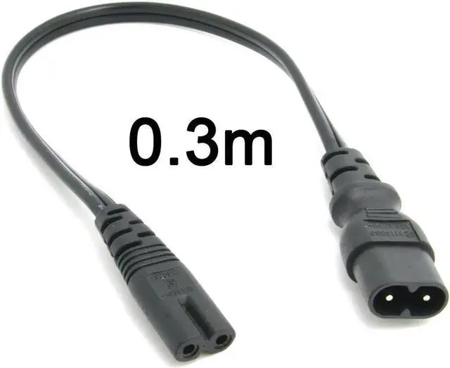 Alt view image 2 of 3 - IEC 60320 C8 Plug to C7 Receptacle Male to Female Extension Power Supply Main Adapter Cable 30cm