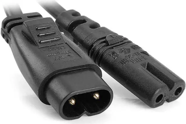 Alt view image 3 of 3 - IEC 60320 C8 Plug to C7 Receptacle Male to Female Extension Power Supply Main Adapter Cable 30cm