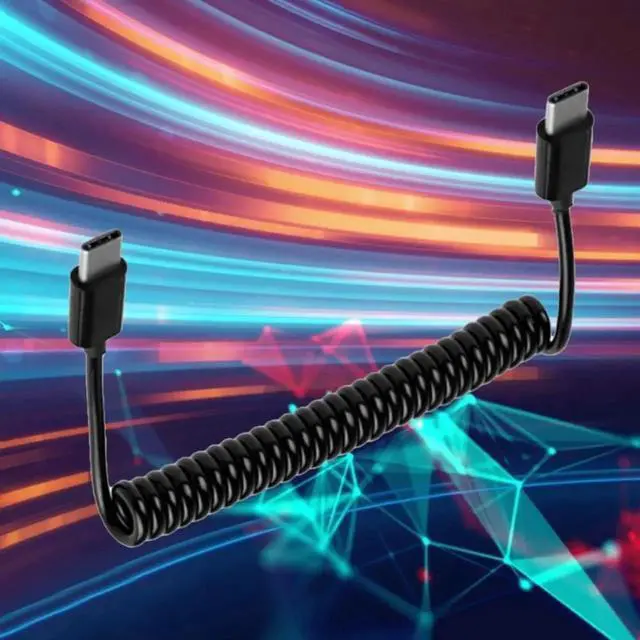 Alt view image 4 of 4 - USB 3.1 Type C to Type C Charging Cable Retractable Type C Data Transmission Cord 480Mbps for Android Phone