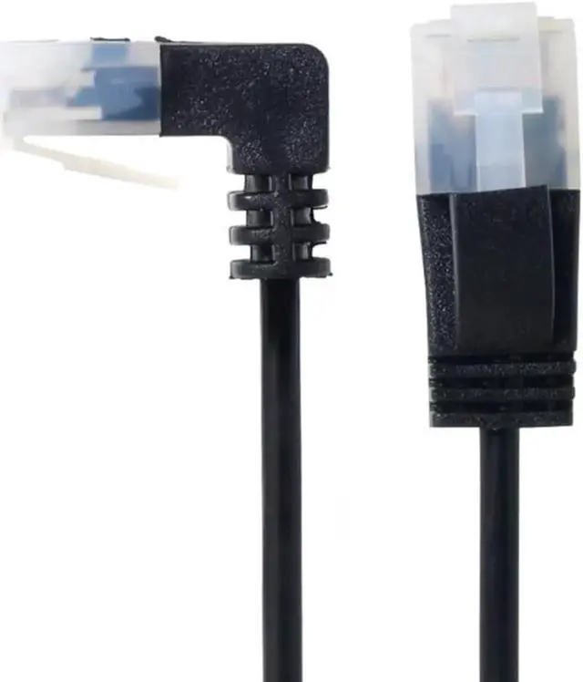 Alt view image 2 of 3 - Ultra Slim Cat6 Ethernet Cable RJ45 Down Angled to Straight UTP Network Cable