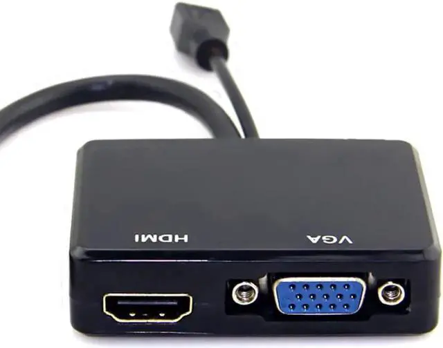 Alt view image 3 of 3 - HDMI to VGA & HDMI Female Splitter with Audio Video Cable Adapter Converter for HDTV PC Monitor