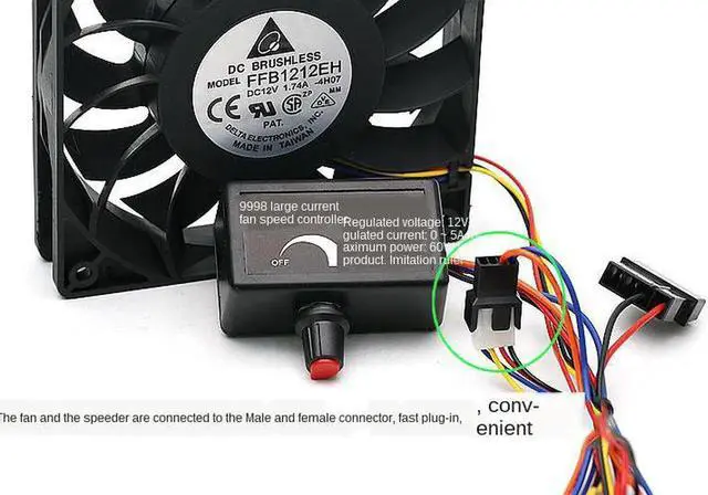 Alt view image 2 of 4 - With Speed Regulation Controller up to 12CM Ultra-Violent Large Air Volume Server Cabinet Cooling Wind Fan 12V 120mm Fan