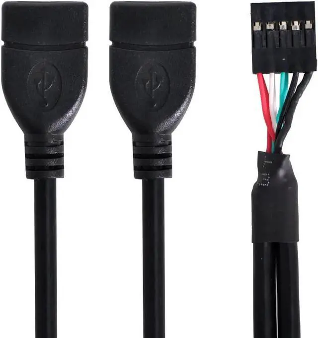 Alt view image 2 of 2 - 50cm 10 Pin Motherboard Female Header to Dual USB 2.0 Female Adapter Cable