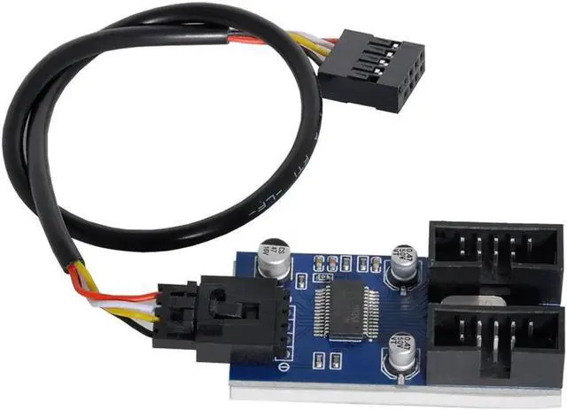 Main image of 9pin USB 2.0 Header 1 to 2 Female Motherboard Extension Cable HUB Connector Adapter Port Multilier