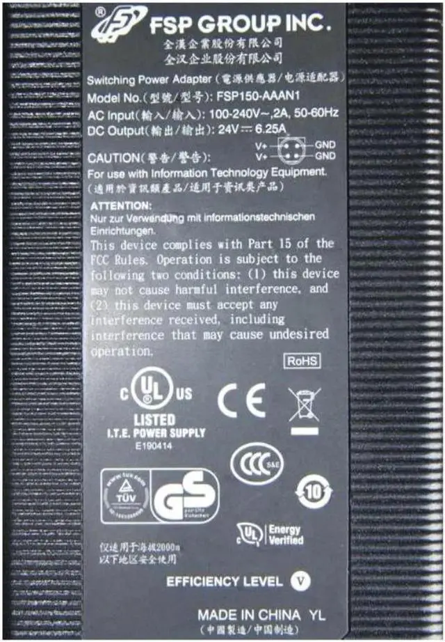 Alt view image 2 of 2 - 24V 6.25A 150W 4PIN FSP FSP150-AAAN1 FSP150-ABA AC Adapter For PIONEER MAW-EM55 POS SYSTEM Monitor Power Supply Charger