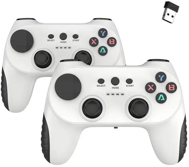 Main image of New 2.4G wireless game controller- one for two players. Dual-person game controller for Pc/Tv/box. Video game controller forTV/computer. White goes well with black.