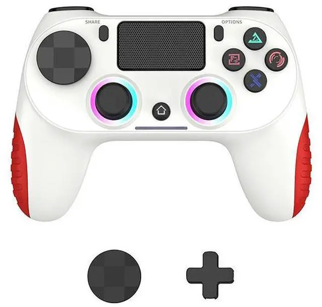 Main image of P4 console game controller 4th generation with RGB lights and adjustable P4 wireless Bluetooth controller White complements red