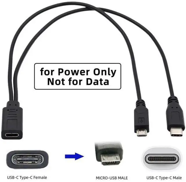 Alt view image 2 of 7 - USB C Splitter Multi Charging Cable,USB C 1 to 2 USB C/Micro USB Charge Extension Cable Supports Charging Two Devices at The Same Time 0.98FT/0.3M