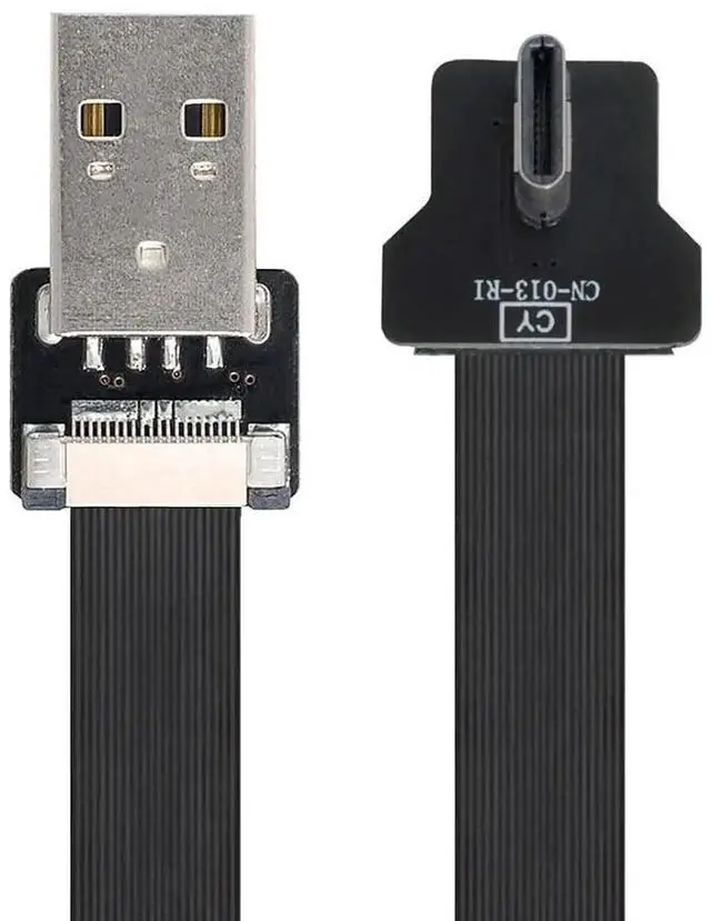 Alt view image 4 of 7 - USB C Flat Cable USB 2.0 Male to USB C Male 90 Degree Right Angled Ribbon Flex Extension Cable Adapter 2.0M