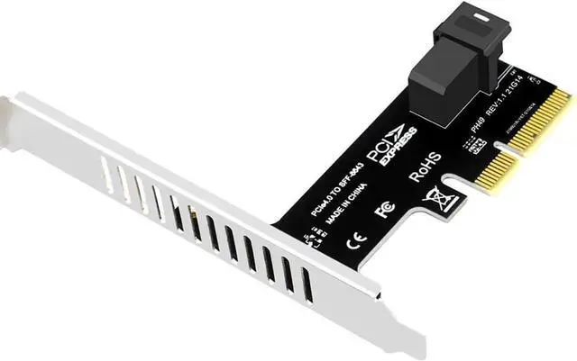 Alt view image 3 of 7 - PH49 PCIE4.0 X4 to U.2 SFF-8643 Expansion Card Server NVMe SSD Solid-State Drive Connector Support PCI-E Express X4/X8/X16 (Half-Height Baffle)