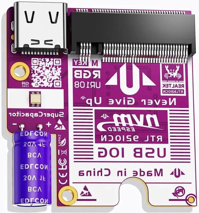 Alt view image 3 of 6 - NVMe SSD Adapter Board UR108 M.2 to USB 3.2 Gen2 Converter, 10Gbps Transfer Speed, RTL9210CN Controller, Wide System Compatibility, Plug and Play