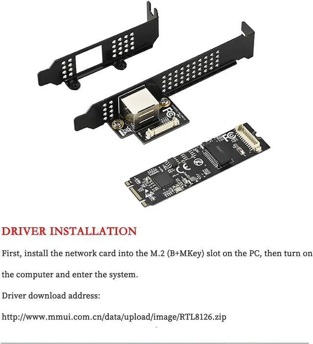 Alt view image 3 of 7 - M.2 B+MKey to 5G RJ45 Net Work Card PXE Diskless Boot Net Work Adapter for Desktops, Servers, NAS Soft Routing IO-M2F8126-GLAN