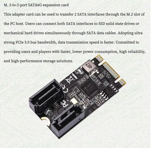 Alt view image 6 of 7 - IO-ADA40149 M.2 B+MKey to 2Port SATA3 6G Expansion Card PCIE3.0 M.2 NVME SSD Hard Drive Adapter Supports AHCI Mode and IDE Programming Interface