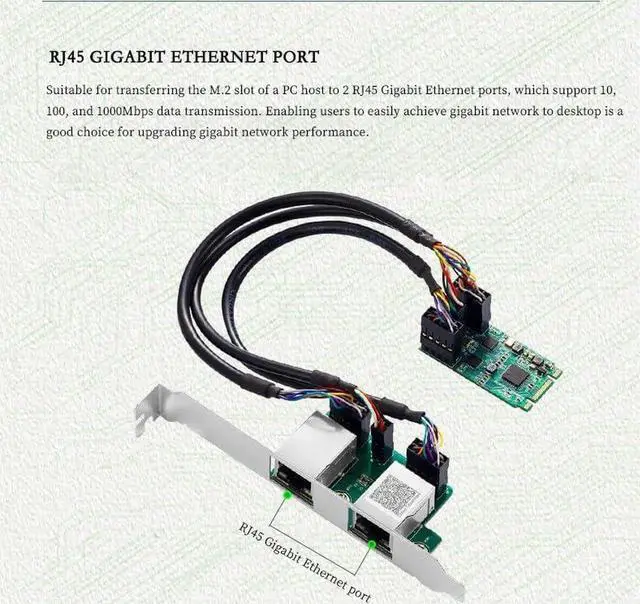 Alt view image 6 of 7 - M.2 B+M Key to Dual RJ45 Port Gigabit Ethernet Network Card Desktop Industrial Server Adapter | RTL8111H Chipset