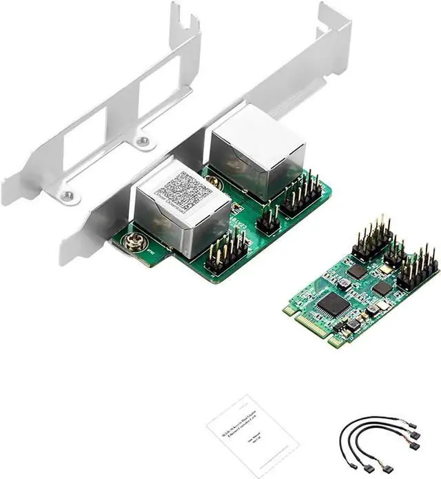Main image of M.2 B+M Key to Dual RJ45 Port Gigabit Ethernet Network Card Desktop Industrial Server Adapter | RTL8111H Chipset