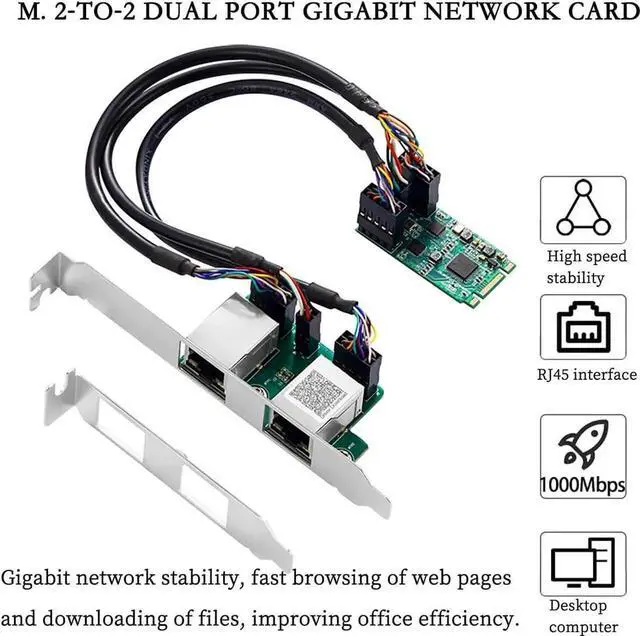 Alt view image 4 of 7 - M.2 B+M Key to Dual RJ45 Port Gigabit Ethernet Network Card Desktop Industrial Server Adapter | RTL8111H Chipset