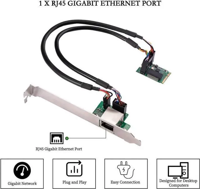 Alt view image 2 of 7 - M.2 (Key A+E) to RJ45 Gigabit Ethernet Adapter 1000Mbps Wired Network Card, PCIe NGFF 2230 LAN Controller with Wake-on-LAN, Compatible with Windows/Linux/Mac OS
