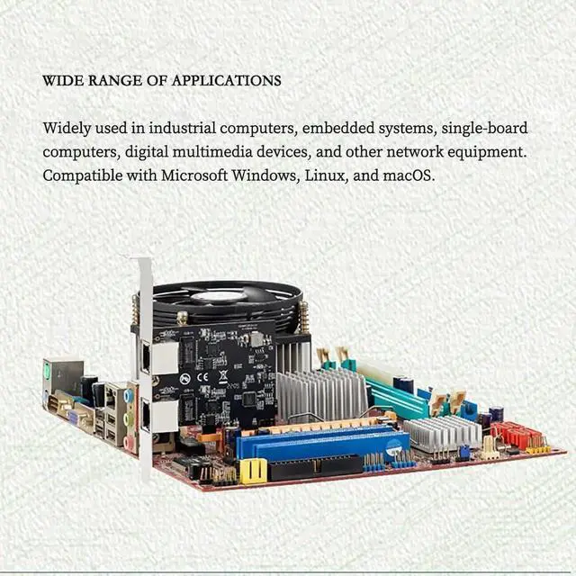Alt view image 6 of 7 - PCIe X1 to 2.5G Network Card RTL8125B Gigabit Ethernet Adapter for Desktop and Server, PCI-E x1 LAN Card 2500Mbps with Dual LED Indicators, Full & Low Profile Brackets (Dual RJ45)