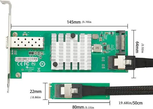 Alt view image 5 of 7 - M.2 (M Key) to 10G SFP+ Network Adapter Card, PCIe 2.0 x4 Interface with 82599EN Chip Single-Port 10 Gigabit Fiber NIC for Server, Router, and NAS, Compatible with Windows/Linux/VMware/UEFI