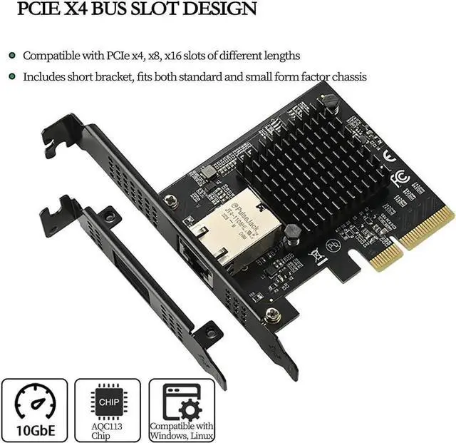 Alt view image 6 of 7 - PCIe x4 10G Network Card IO-PCE113-GLAN, AQC113 Chip 10G/5G/2.5G/1G RJ45 Ethernet Adapter, Compatible with Desktop PC, Server, NAS, and Soft Router Systems (Not Compatible with Apple System)
