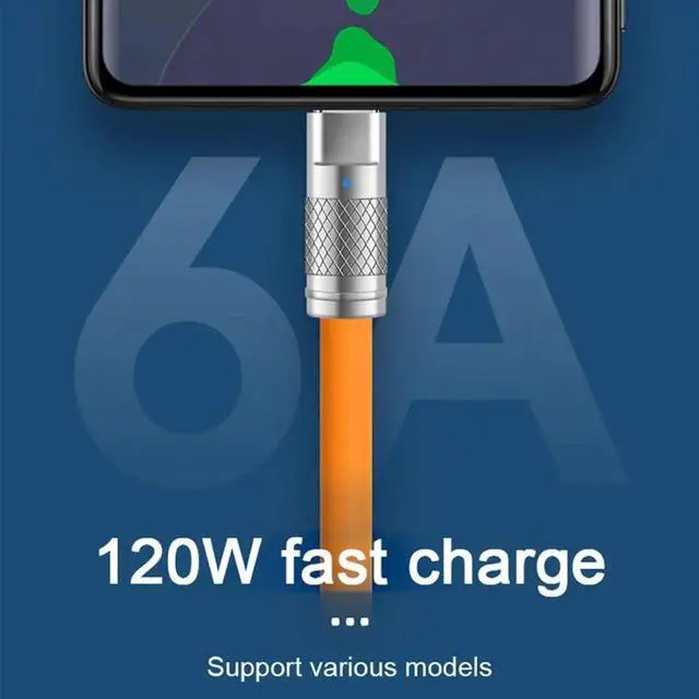 Alt view image 2 of 7 - USB C to C Cable,USB 2.0 Type C Male to USB C Male Ultra Soft 120W Power Fast Charge Data Transfer Extension Cable 2.0M with Charging Indicator