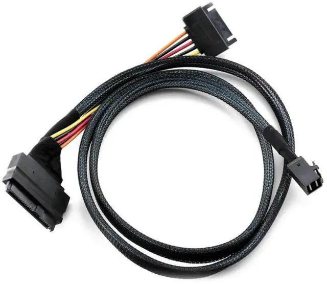 Alt view image 5 of 5 - Mini SAS HD SFF-8643 to SAS SFF-8639 Server Cable 12G with SATA 15P Y-Type Connection Cable (19.68, Inches)