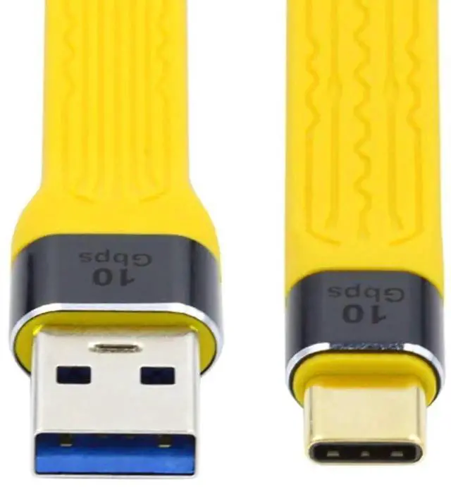 Main image of USB to USB C Cable,USB 3.0 Type A Male to USB 3.1 Type C Male Host 10Gbps Flat Slim FPC Data Cable for Laptop & Phone Yellow