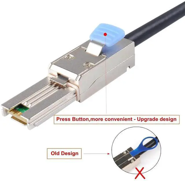 Alt view image 6 of 6 - Mini SAS 26P SFF 8088 Male to 4 SATA 4Pin Female 1M 3.3FTCable with Latch,Mini SAS Host/Controller to 4 SATA Target/Backplane